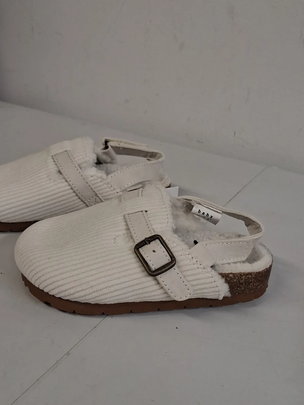 NWT Kids Baby Gap Cream Corduroy Slip-On Clog Sandles with Buckle
